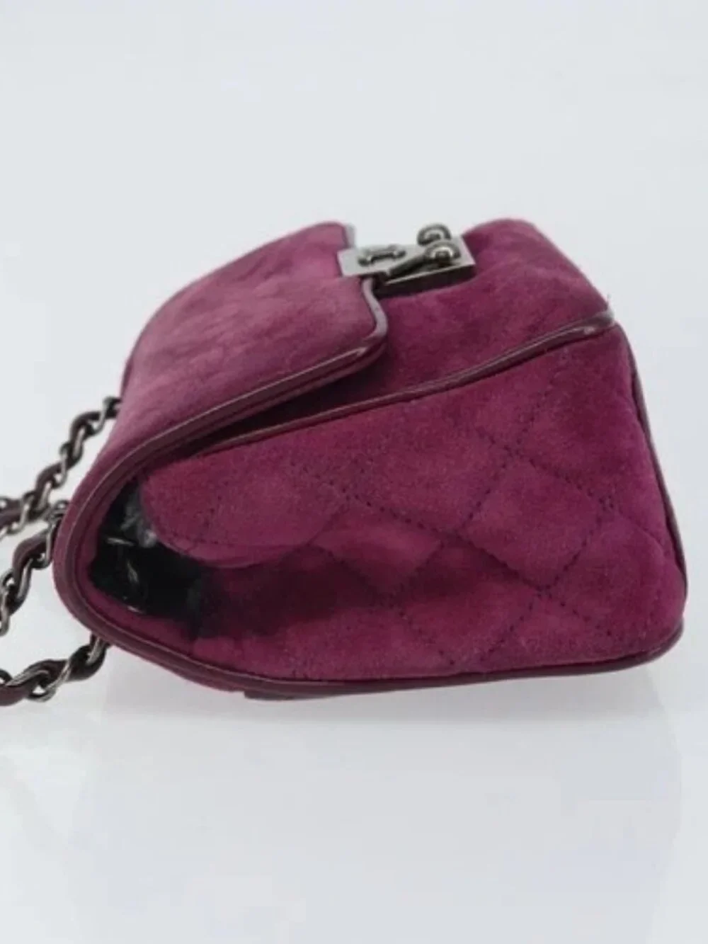 CHANEL Chain Shoulder Bag Suede Purple CC Auth